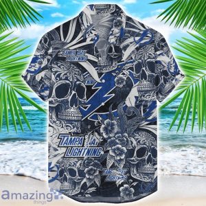 Tampa Bay Lightning Flower and Skull Hawaiian Shirt NHL Team Halloween Shirt Product Photo 1