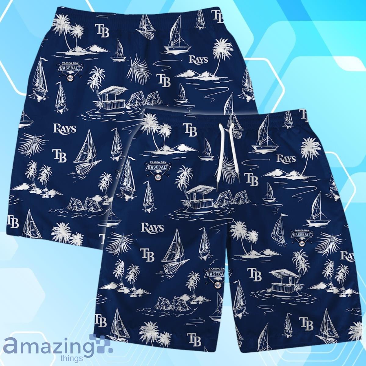 Tampa Bay Rays Team Logo Beach Vibes Pattern Hawaiian Shirt And Short image Tampa Bay Rays Team Logo Beach Vibes Pattern Hawaiian Shirt And Short Product Photo 4