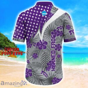 TCU Horned Frogs Star Tropical Flower 3D Printed Hawaiian Shirt Personalized Name Product Photo 3
