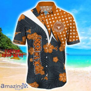 Texas Longhorns Star Tropical Flower 3D Printed Hawaiian Shirt Personalized Name Product Photo 2