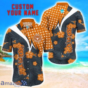 Texas Longhorns Star Tropical Flower 3D Printed Hawaiian Shirt Personalized Name Product Photo 1