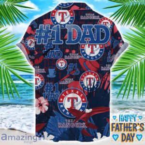 Texas Rangers Coffee Hat and Logo Pattern Hawaiian Shirt Father’s Day Gift MLB Team Product Photo 2