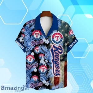 Texas Rangers MLB US Flag Summer Tropical Hawaiian Shirt And Short Product Photo 2