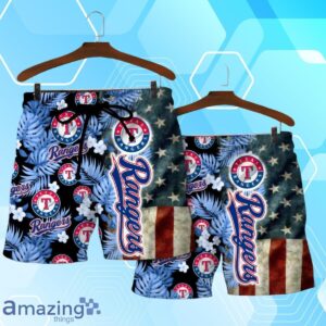Texas Rangers MLB US Flag Summer Tropical Hawaiian Shirt And Short Product Photo 4