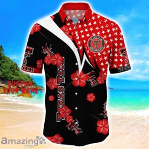 Texas Tech Red Raiders Star Tropical Flower 3D Printed Hawaiian Shirt Personalized Name image Texas Tech Red Raiders Star Tropical Flower 3D Printed Hawaiian Shirt Personalized Name Product Photo 2