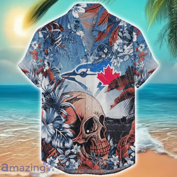 Toronto Blue Jays Tropical Skull Halloween 3D Hawaiian Shirt For Men Women MLB Fans Product Photo 1