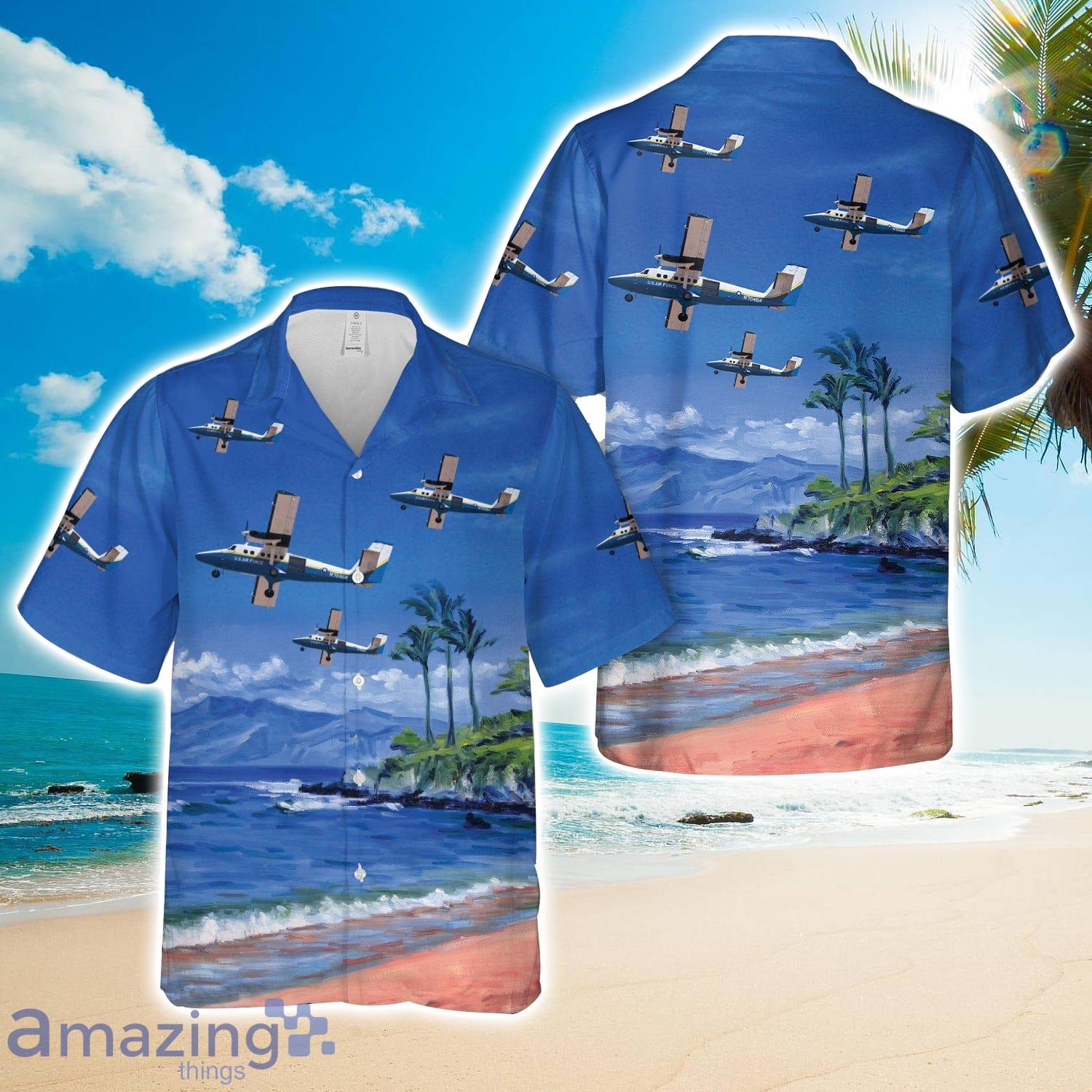 US Air Force De Havilland Canada UV 18B (DHC 6 300) Twin Otter 77 0464 Hawaii 3D Hawaiian Shirt image US Air Force De Havilland Canada UV-18B (DHC-6-300) Twin Otter 77-0464 Hawaii 3D Hawaiian Shirt Product Photo 1