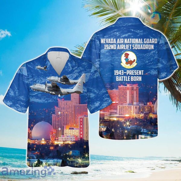 US Air Force Nevada Air National Guard 192nd Airlift Squadron C-130H Scathe View aircraft 79-0477 Hawaiian Shirt Men Women Men Women Beach Shirt Product Photo 1