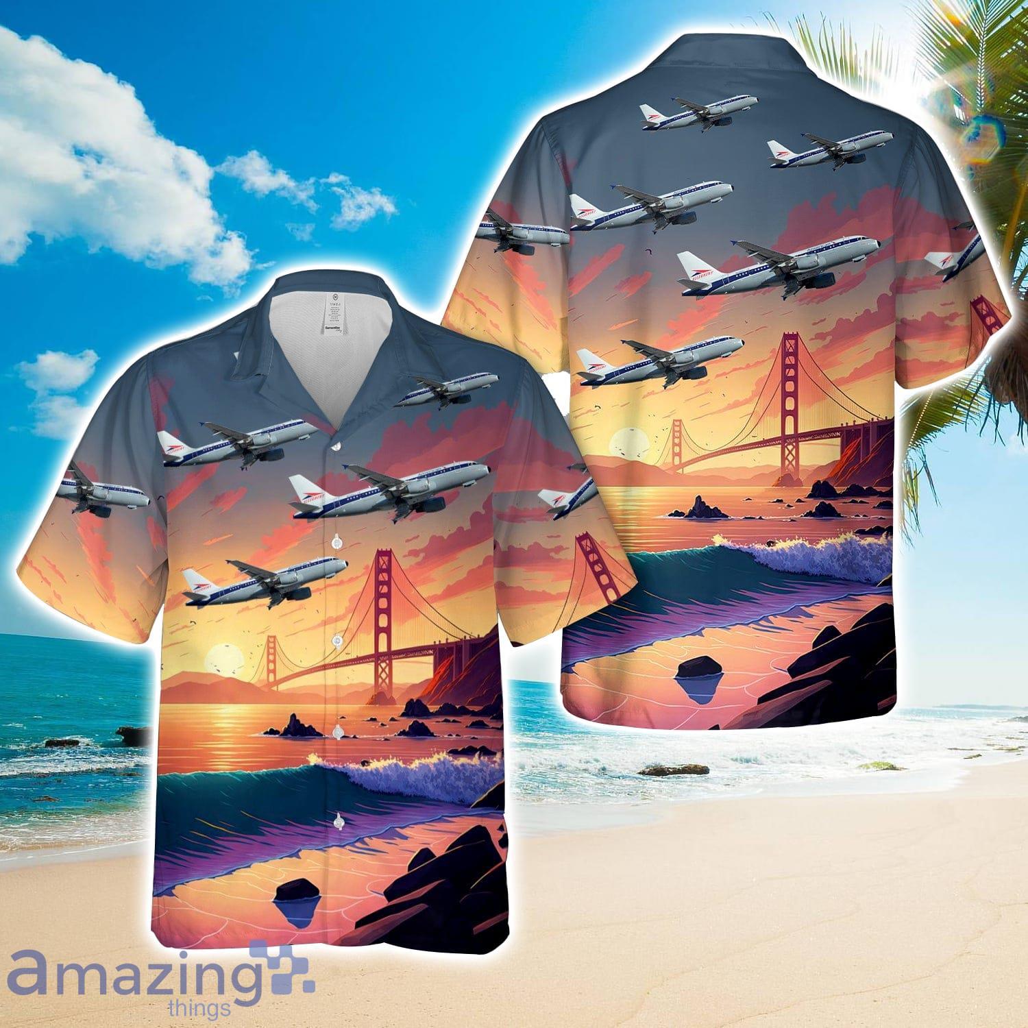 US Airways Allegheny Vistajet Airbus A319-112 N745VJ AOP Hawaiian Shirt Beach Gift Product Photo 1