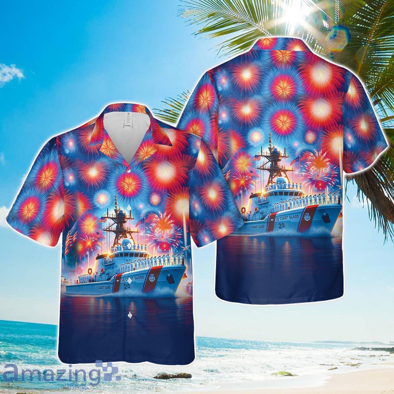 US Coast Guard, 4th Of July AOP Hawaiian Shirt Beach Gift Product Photo 1