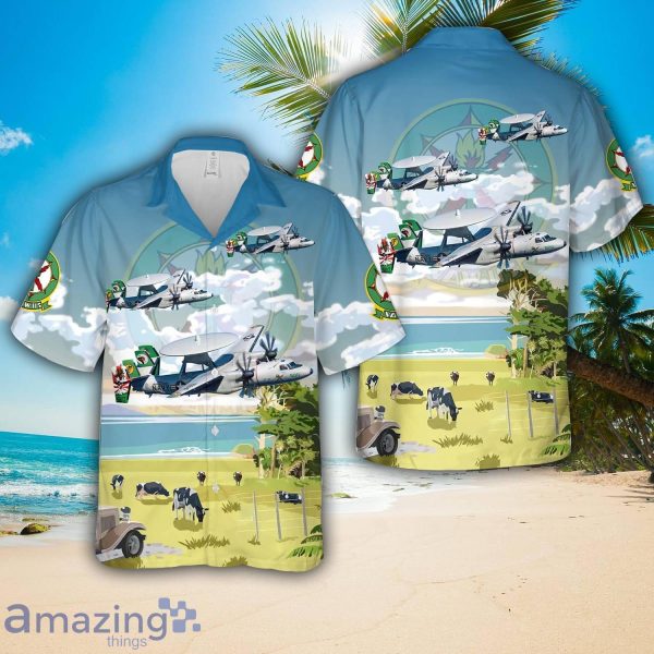 US Navy E-2C Hawkeye VAW-115 Liberty Bells AOP Hawaiian Shirt Beach Gift Product Photo 1