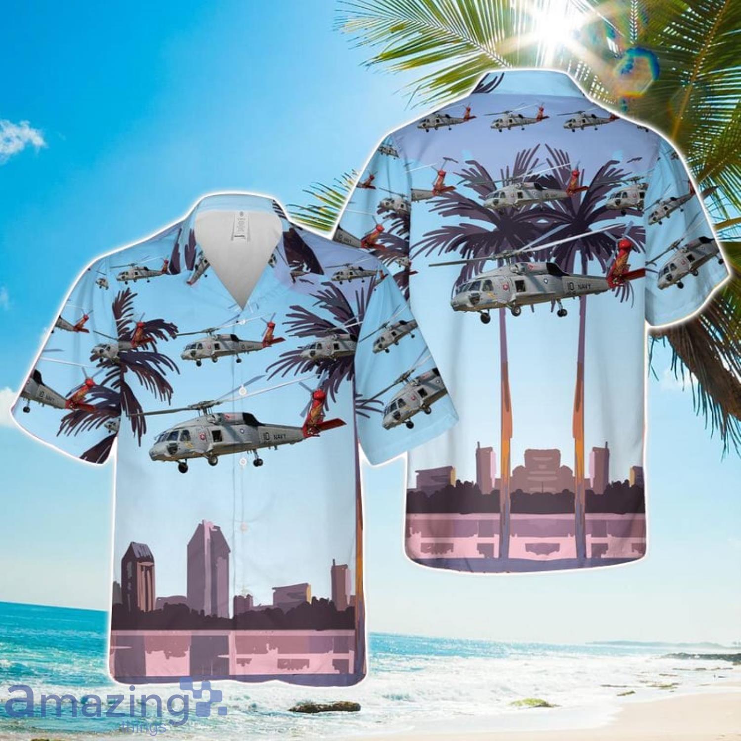 US Navy HS 10 Warhawks SH 60F Seahawk Hawaiian Shirt Beach Gift image US Navy HS-10 Warhawks SH-60F Seahawk Hawaiian Shirt Beach Gift Product Photo 1
