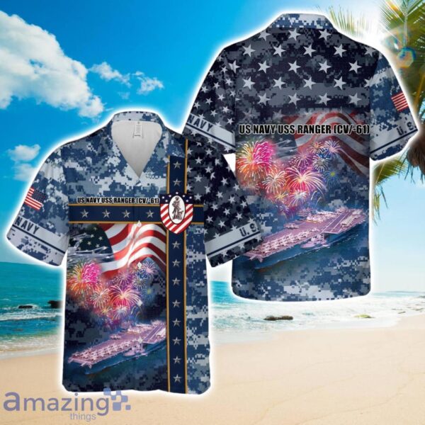 US Navy USS Ranger (CV -61), 4th Of July Hawaiian Shirt Product Photo 1