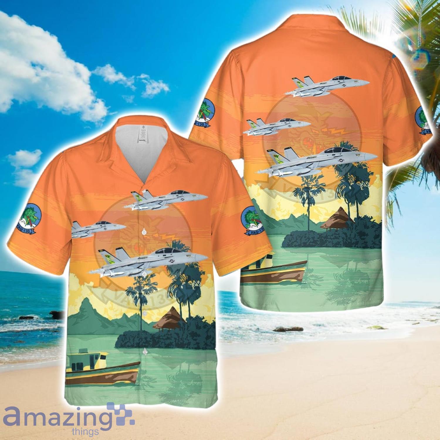 US Navy VAQ-130 Zappers 2021 EA-18G Growler AOP Hawaiian Shirt Beach Gift Product Photo 1