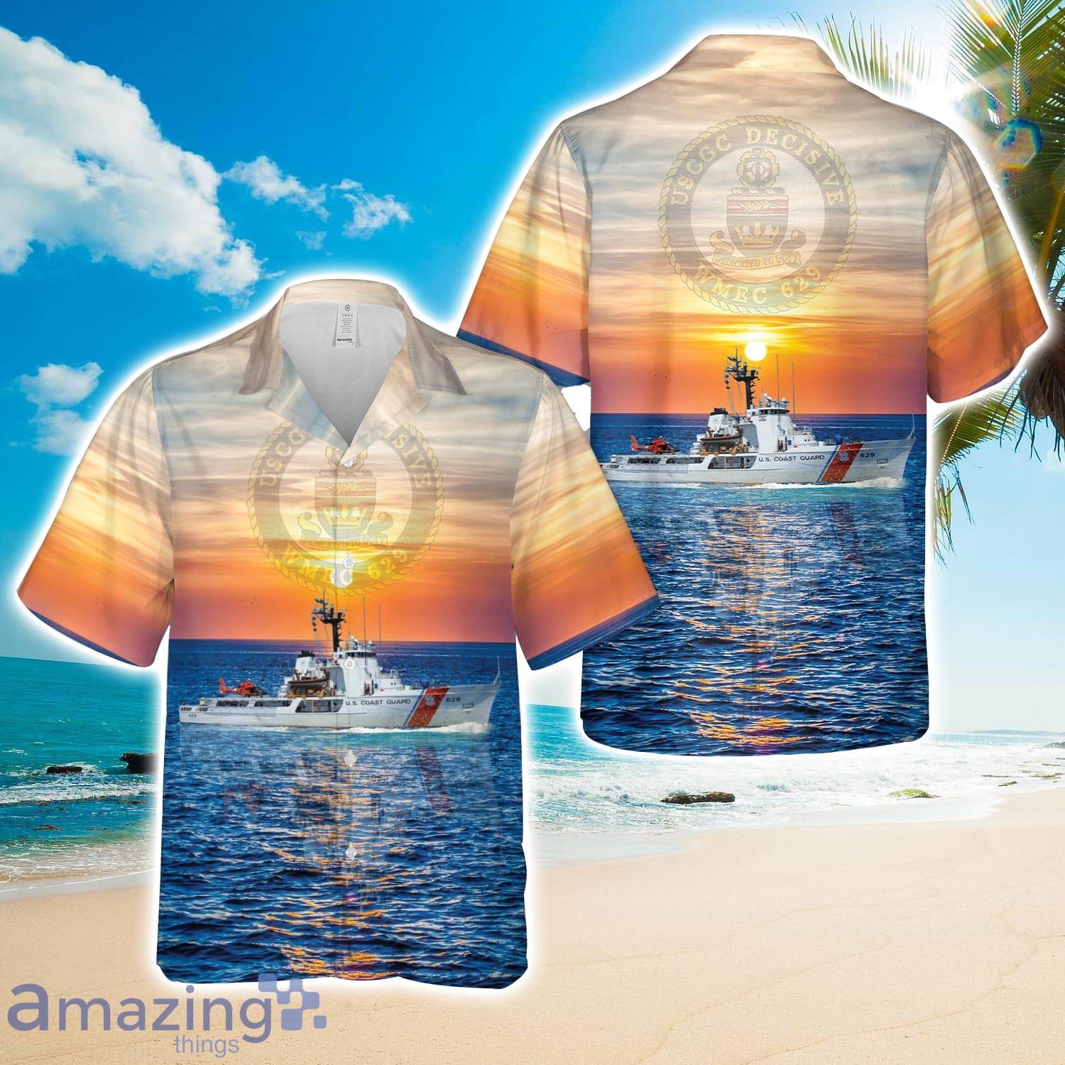 USCGC Decisive (WMEC-629) AOP Hawaiian Shirt Beach Gift Product Photo 1