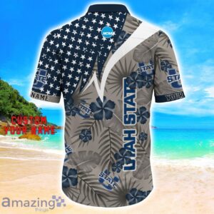 Utah State Aggies Star Tropical Flower 3D Printed Hawaiian Shirt Personalized Name Product Photo 3