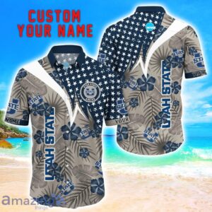 Utah State Aggies Star Tropical Flower 3D Printed Hawaiian Shirt Personalized Name Product Photo 1