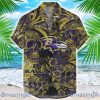 Baltimore Ravens Flower and Skull Hawaiian Shirt NFL Team Halloween Shirt