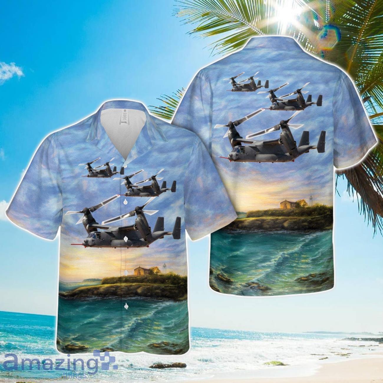 V 22 Osprey tiltrotor aircraft Beach Gift Hawaiian Shirt image V-22 Osprey tiltrotor aircraft Beach Gift Hawaiian Shirt Product Photo 1