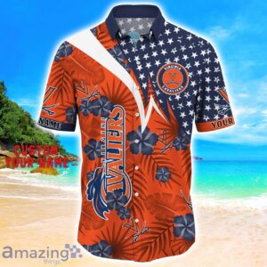 Virginia Cavaliers Star Tropical Flower 3D Printed Hawaiian Shirt Personalized Name Product Photo 2