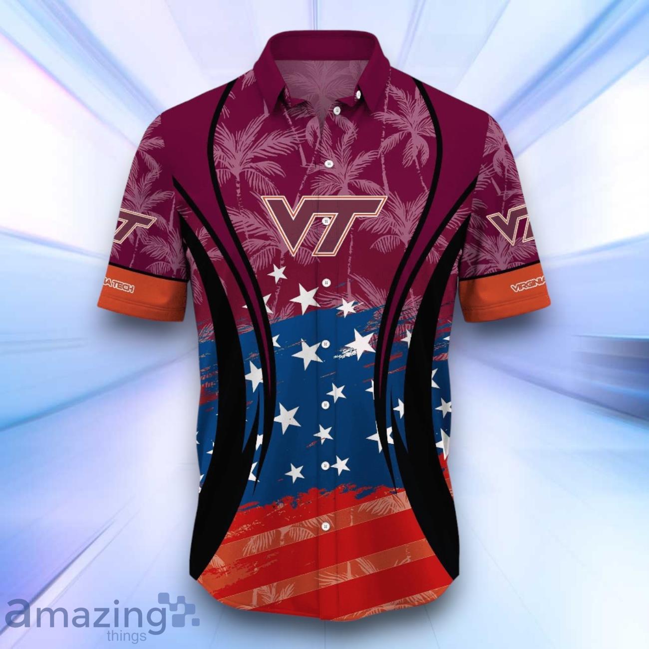 Virginia Tech Hokies NCAA1 Hawaiian Shirt Flag Aloha Shirt Summer Beach For Fans image Virginia Tech Hokies NCAA1 Hawaiian Shirt Flag Aloha Shirt Summer Beach For Fans Product Photo 2