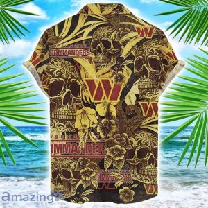 Washington Commanders Flower and Skull Hawaiian Shirt NFL Team Halloween Shirt Product Photo 2