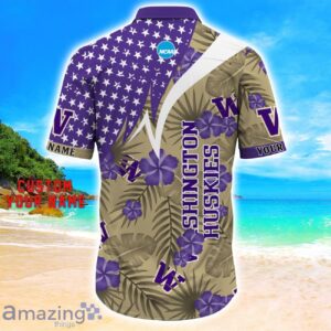 Washington Huskies Star Tropical Flower 3D Printed Hawaiian Shirt Personalized Name image Washington Huskies Star Tropical Flower 3D Printed Hawaiian Shirt Personalized Name Product Photo 3