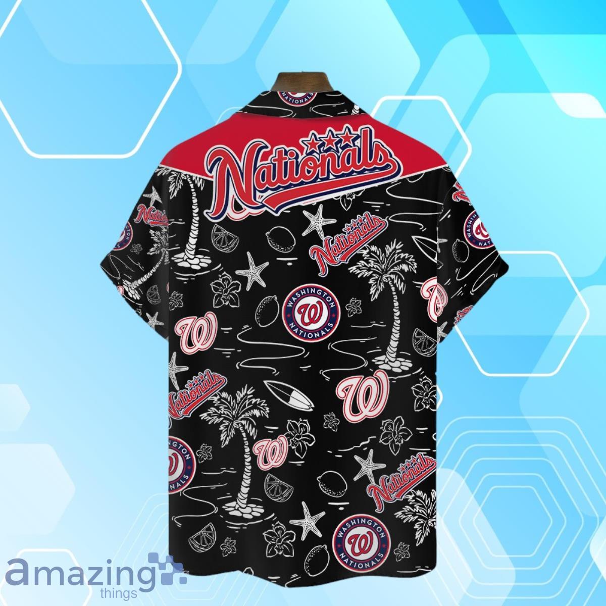 Washington Nationals MLB Team Logo Beachscape Design Hawaiian Shirt And Short image Washington Nationals MLB Team Logo Beachscape Design Hawaiian Shirt And Short Product Photo 3