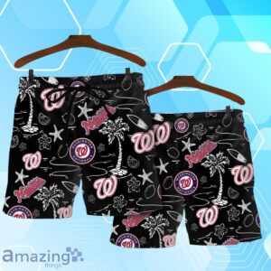 Washington Nationals MLB Team Logo Beachscape Design Hawaiian Shirt And Short image Washington Nationals MLB Team Logo Beachscape Design Hawaiian Shirt And Short Product Photo 4