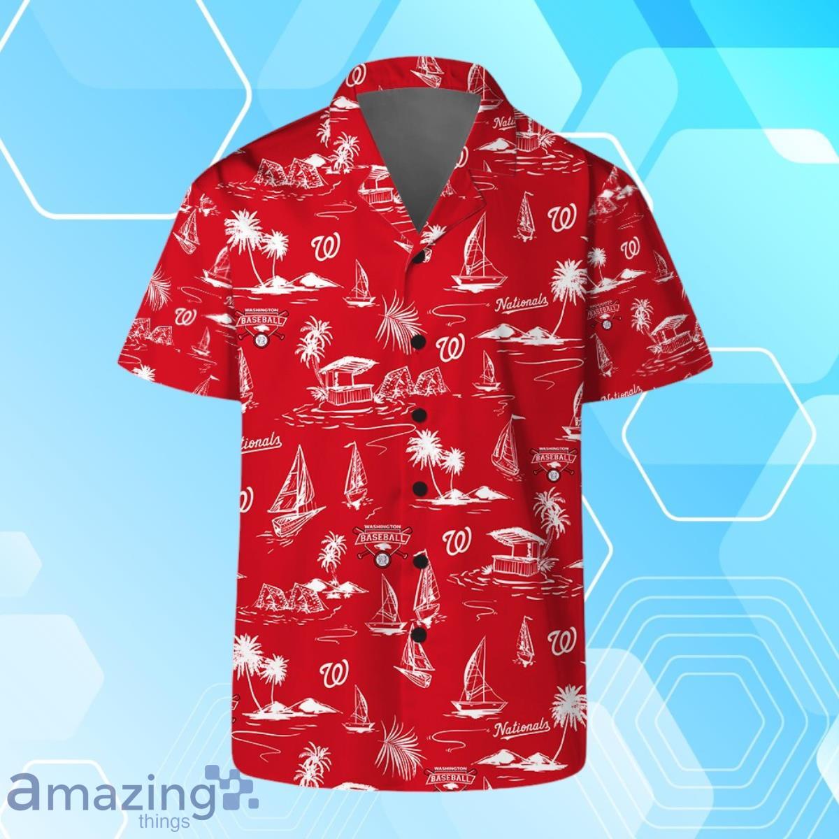 Washington Nationals Team Logo Beach Vibes Pattern Hawaiian Shirt And Short image Washington Nationals Team Logo Beach Vibes Pattern Hawaiian Shirt And Short Product Photo 2