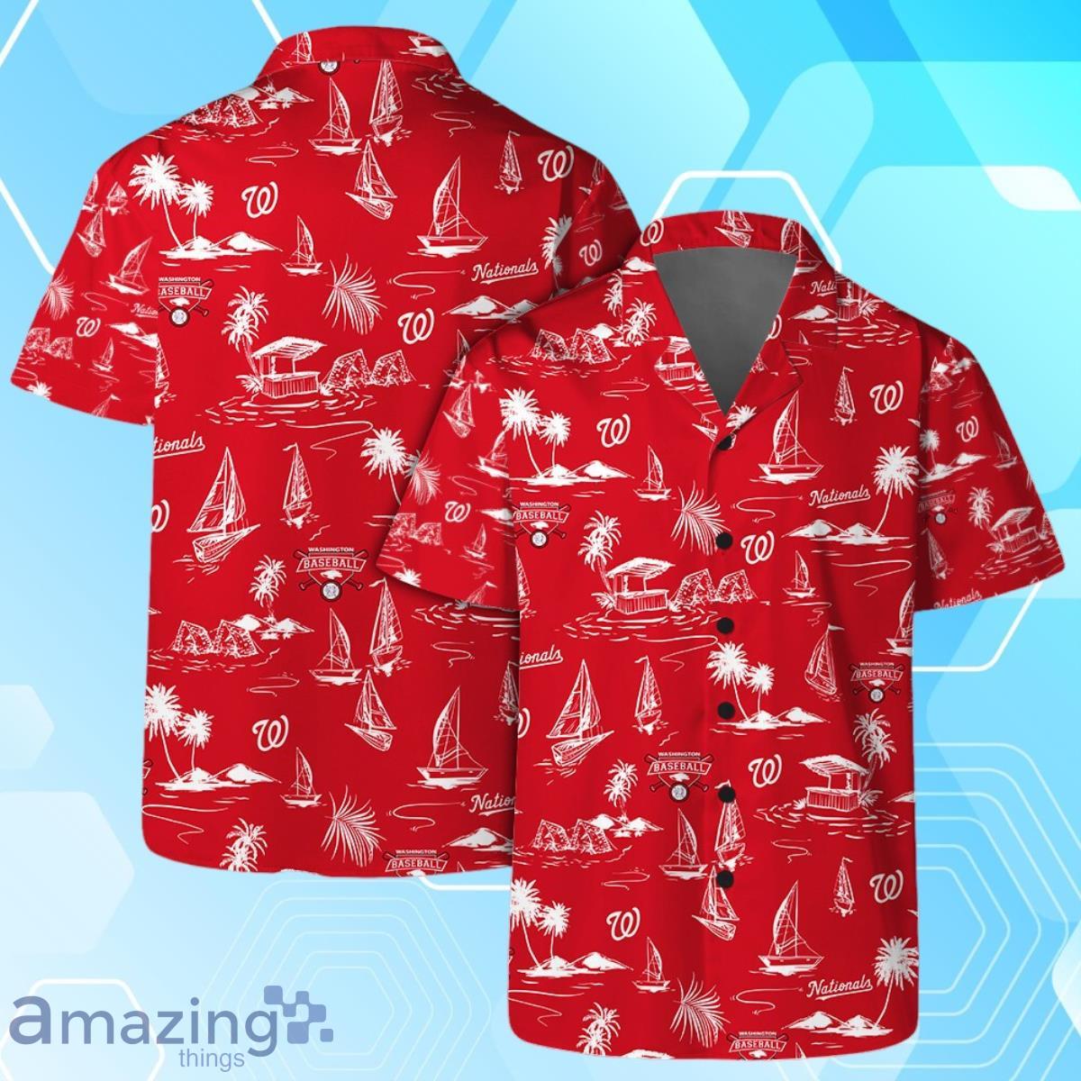 Washington Nationals Team Logo Beach Vibes Pattern Hawaiian Shirt And Short image Washington Nationals Team Logo Beach Vibes Pattern Hawaiian Shirt And Short Product Photo 1