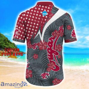 Washington State Cougars Star Tropical Flower 3D Printed Hawaiian Shirt Personalized Name Product Photo 3