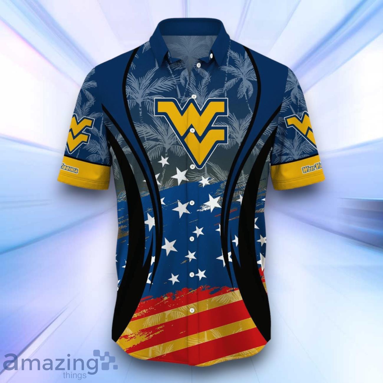 West Virginia Mountaineers NCAA2 Hawaiian Shirt Flag Aloha Shirt Summer Beach For Fans image West Virginia Mountaineers NCAA2 Hawaiian Shirt Flag Aloha Shirt Summer Beach For Fans Product Photo 2