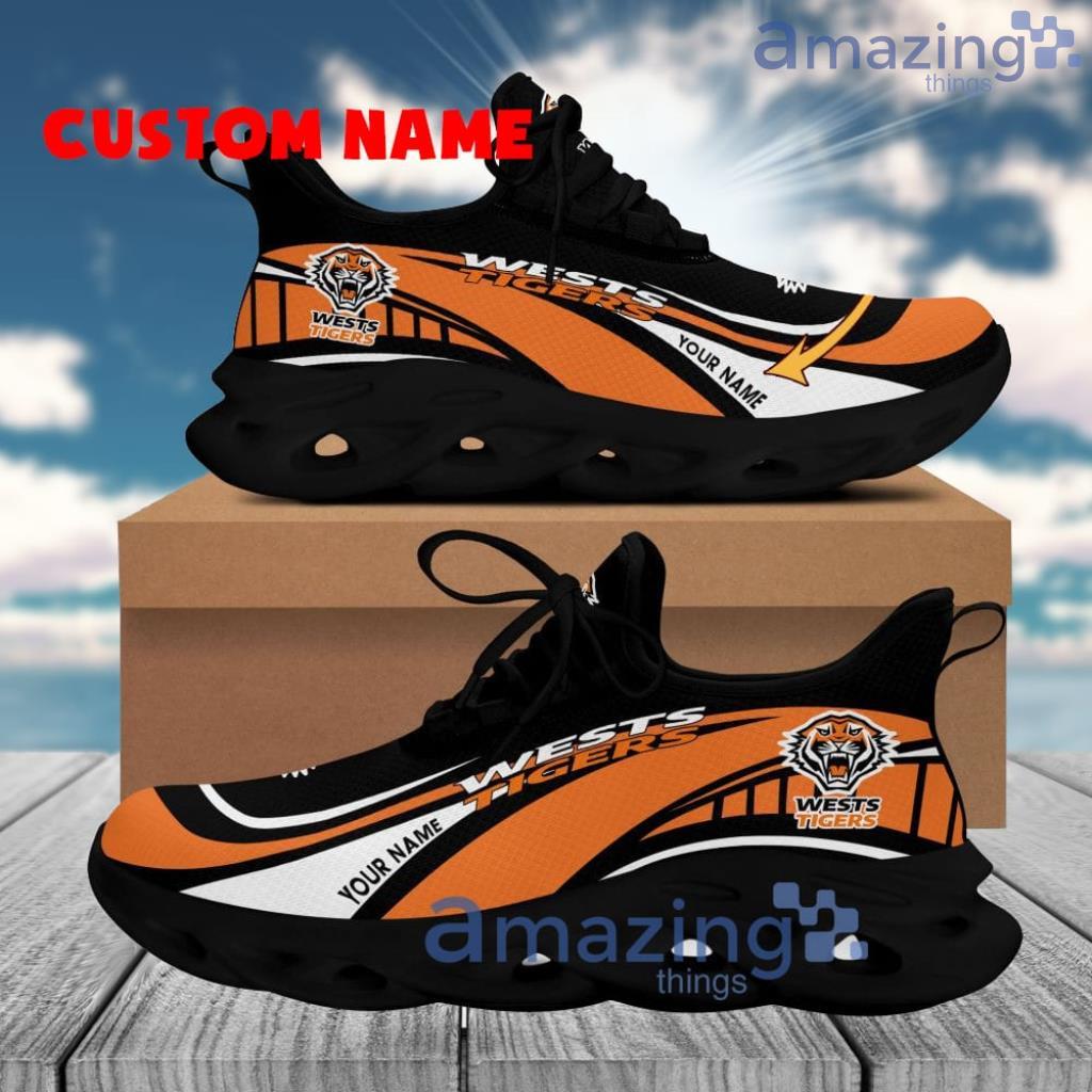 Wests Tigers Logo Brand Clunky Max Soul Shoes Trendsetting Kicks For Big Fans Custom Name image Wests Tigers Logo Brand Clunky Max Soul Shoes Trendsetting Kicks For Big Fans Custom Name Product Photo 1