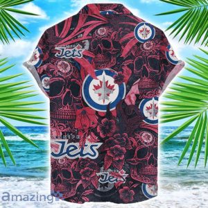 Winnipeg Jets Flower and Skull Hawaiian Shirt NHL Team Halloween Shirt Product Photo 2