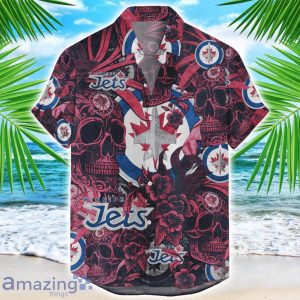 Winnipeg Jets Flower and Skull Hawaiian Shirt NHL Team Halloween Shirt Product Photo 1