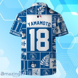Yoshinobu Yamamoto Los Angeles Dodgers MLB Square Hawaiian Shirt And Short Product Photo 2
