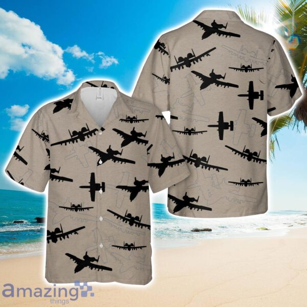 A-10 'Warthog' Thunderbolt Aircraft Silhouette Hawaiian Shirt Product Photo 1