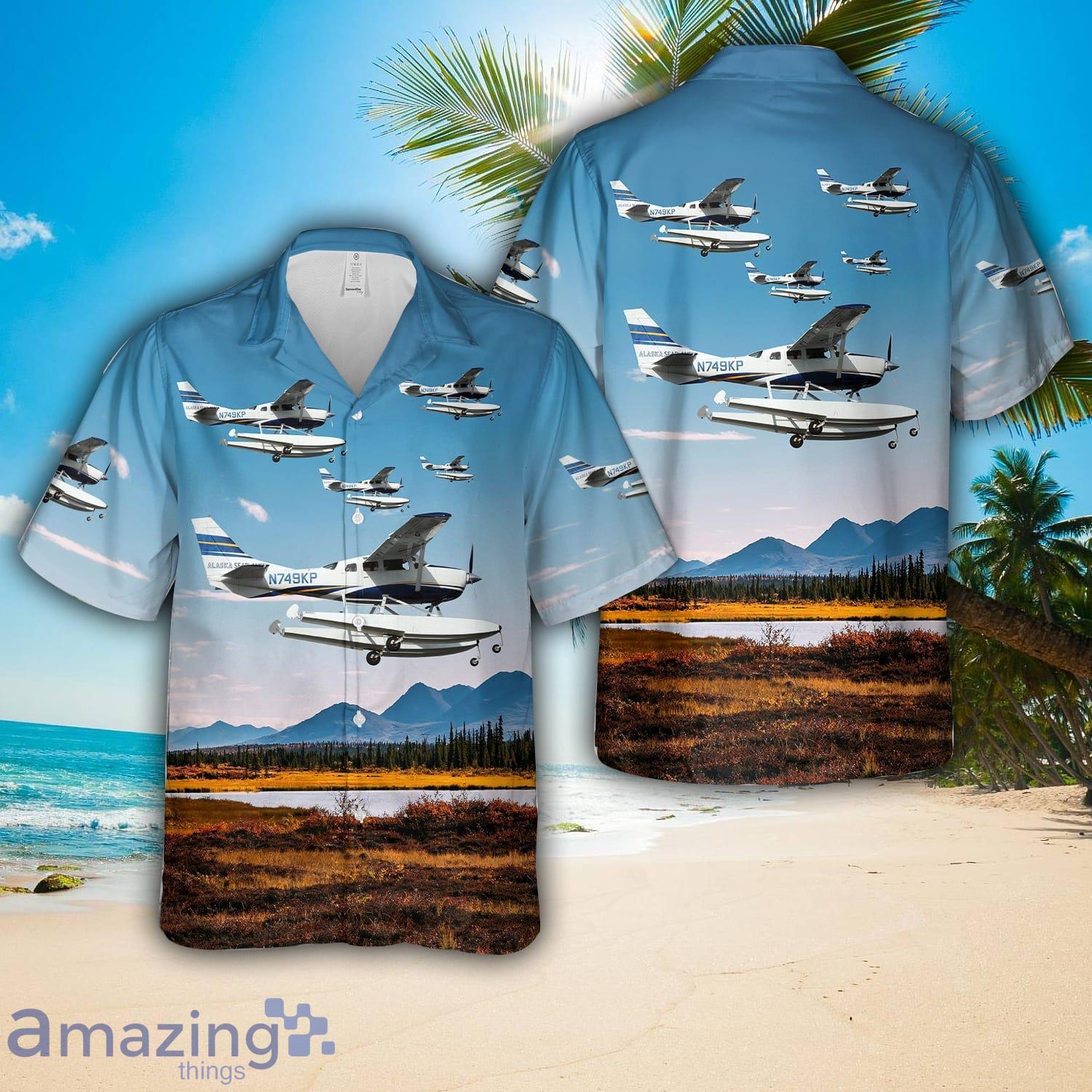 Alaska Seaplanes Cessna U206G Stationair Hawaiian Shirt image Alaska Seaplanes Cessna U206G Stationair Hawaiian Shirt Product Photo 1