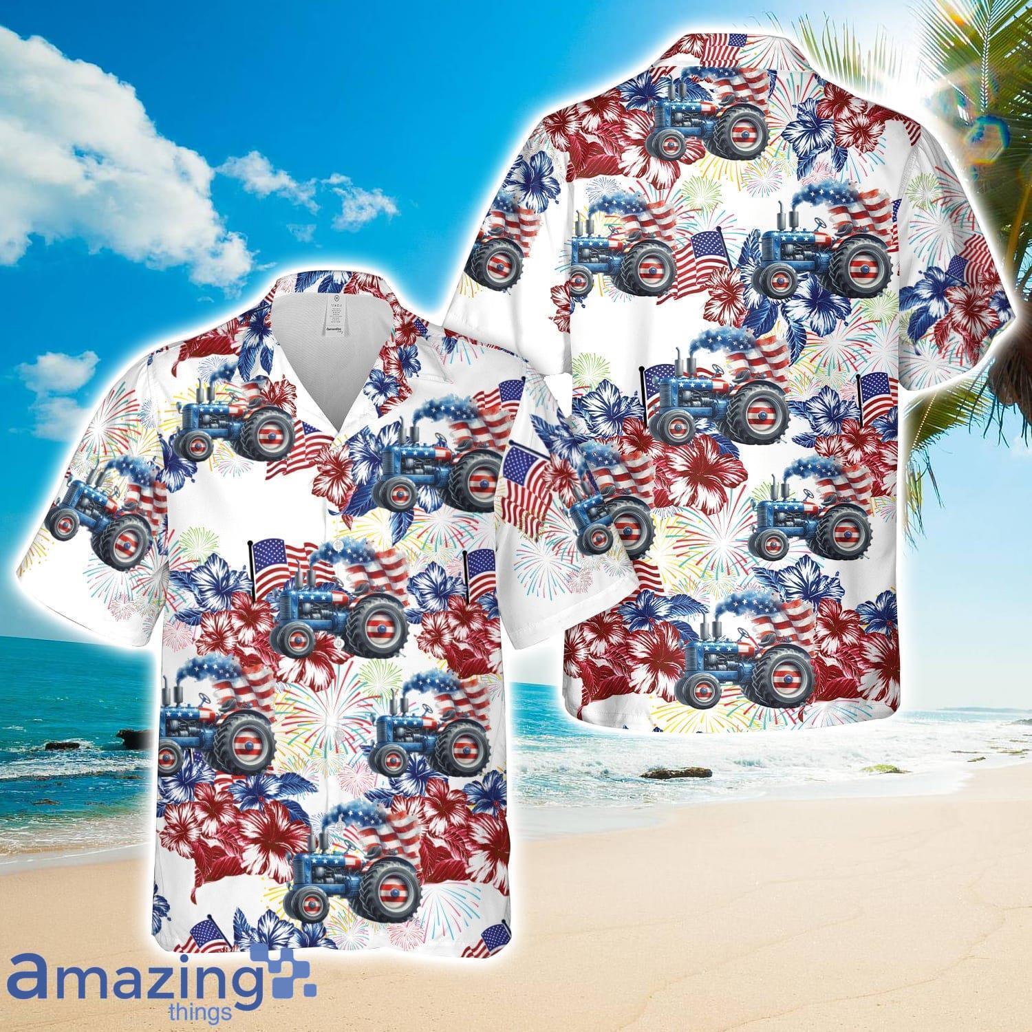 American Flag Tractor, 4th Of July Hawaiian Shirt image American Flag Tractor, 4th Of July Hawaiian Shirt Product Photo 1