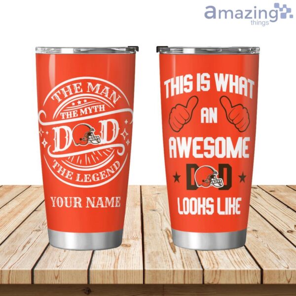 An Awesome Cleveland Browns Dad Personalized Tumbler Product Photo 1