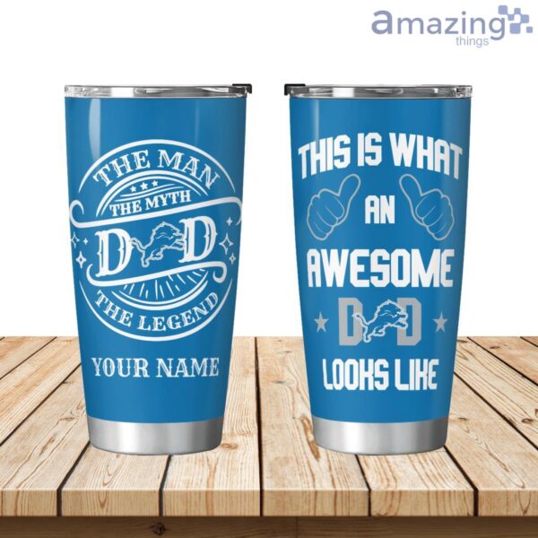 An Awesome Detroit Lions Dad Personalized Tumbler Product Photo 1