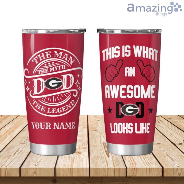 An Awesome Georgia Bulldogs Dad Personalized Tumbler Product Photo 1
