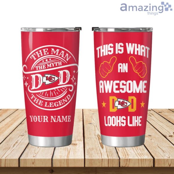 An Awesome Kansas City Chiefs Dad Personalized Tumbler Product Photo 1