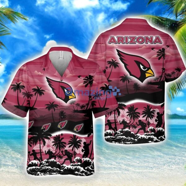Arizona Cardinals Big Logo Waves Pattern Tropical NFL Hawaiian Shirt Product Photo 1