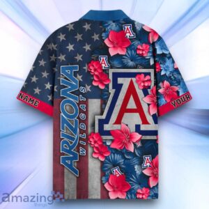 Arizona Wildcats Hawaiian Shirt Flower 3D USA Flag 4th July Independence Day Custom Name Product Photo 3