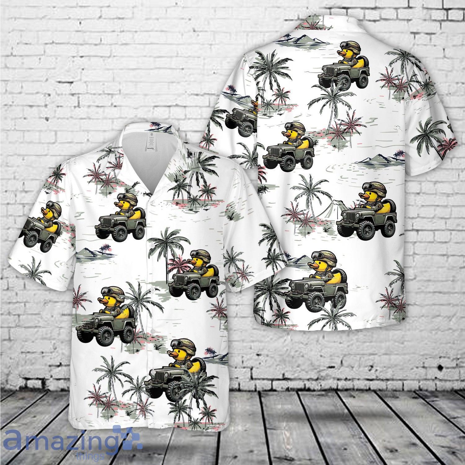 Army Rubber Ducky Riding American Off Road Hawaiian Shirt image Army Rubber Ducky Riding American Off-Road Hawaiian Shirt Product Photo 1