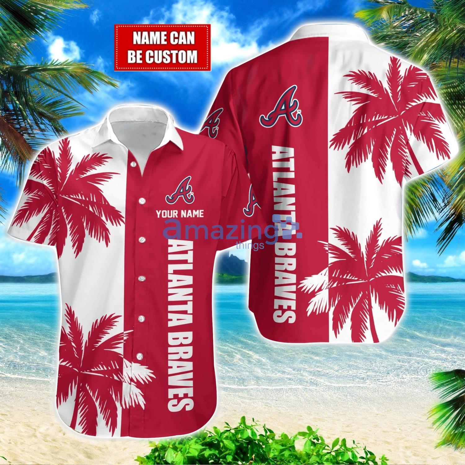Atlanta Braves MLB Beach Coconut Hawaiian Shirt Trending Summer Gift Custom Name image Atlanta Braves MLB Beach Coconut Hawaiian Shirt Trending Summer Gift Custom Name Product Photo 1