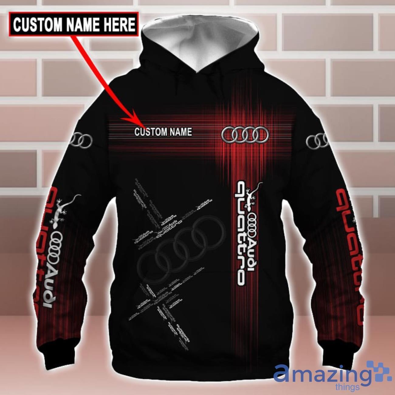 Audi Quattro Logo Custom Name 3D T Shirt Sweatshirt Hoodie Bomber Jacket image Audi Quattro Logo Custom Name 3D T-Shirt Sweatshirt Hoodie Bomber Jacket Product Photo 1