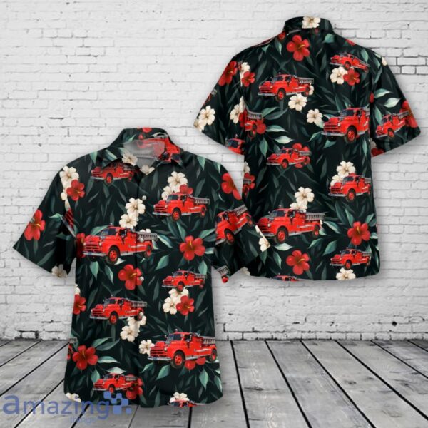 Bay City, MI, Monitor Twp Fire Department Dodge Fire Truck Hawaiian Shirt Product Photo 1